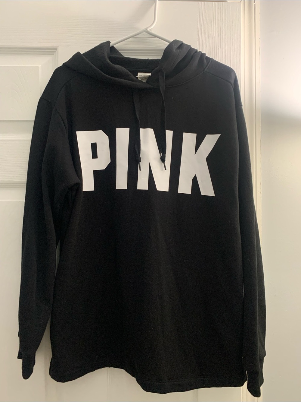 PINK Victoria's Secret Black Hoodie with White Logo